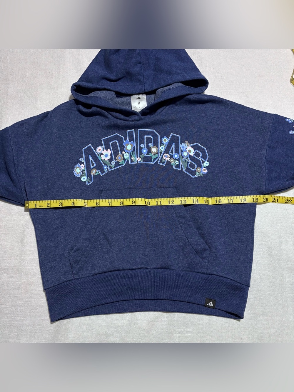 Girls Adidas Long Sleeve Graphic Fleece Hoodie | Navy Blue | Size Medium (10/12) - Picture 6 of 9